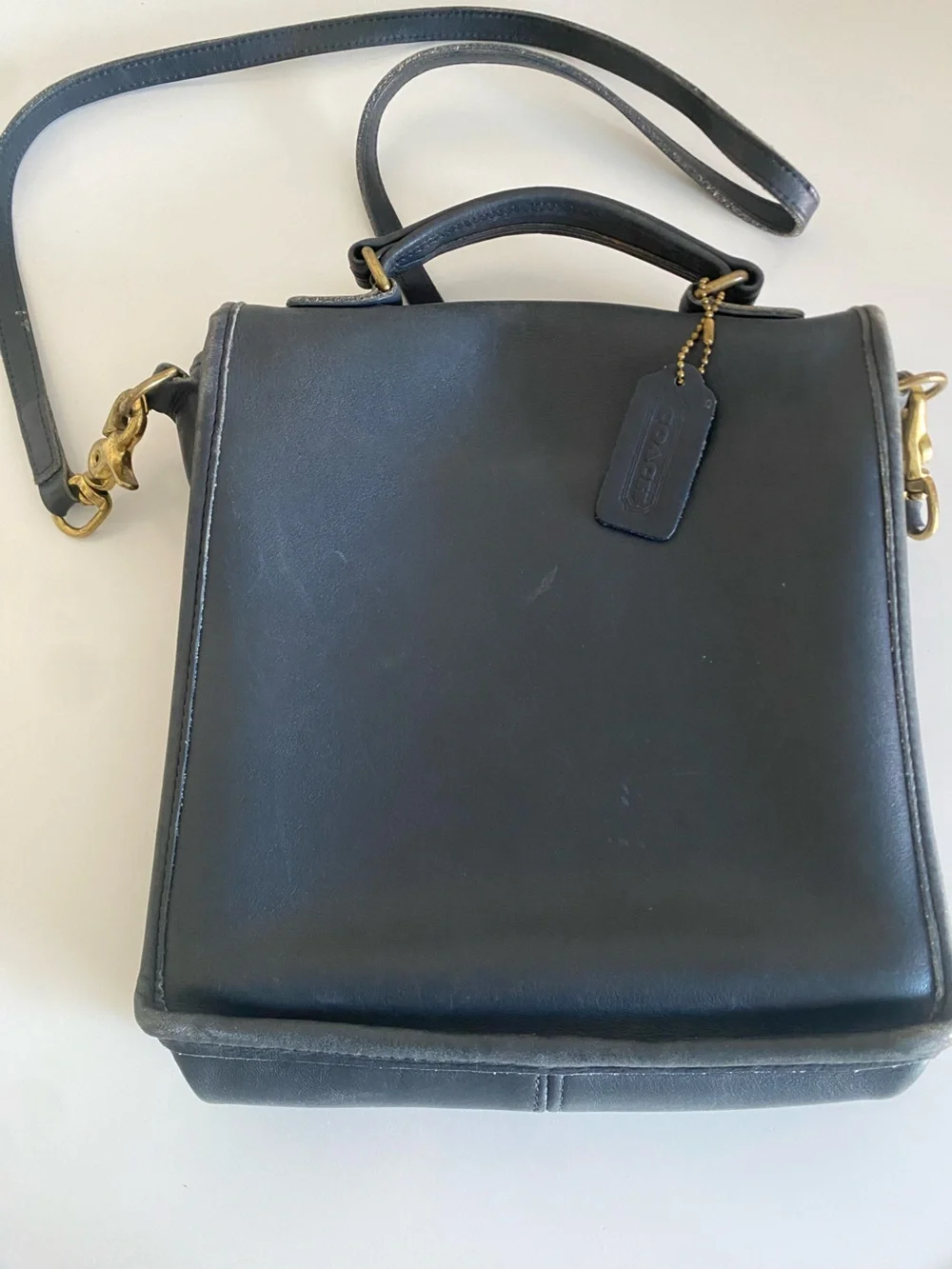 Vintage Coach 5130 Station Bag Blue Leather Crossbody Bag With Removable Strap